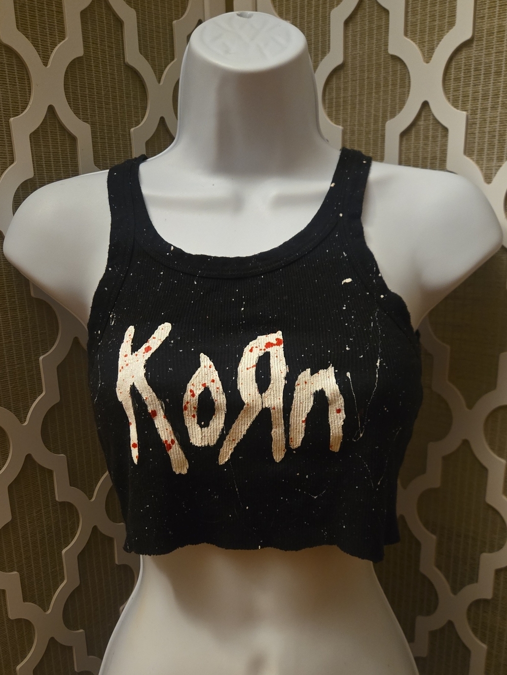 American Eagle Outfitters Black Graphic Crop Tank with White & Red Logo